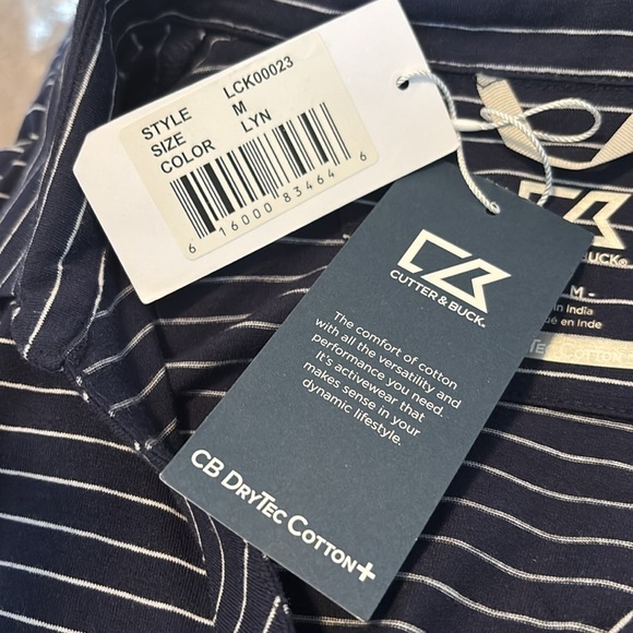 Cutter & Buck NWT women’s blue striped button down shirt size medium - Picture 8 of 9